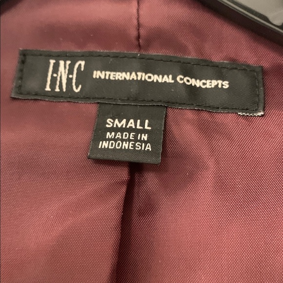 INC International Concepts Burgundy Wine Velvet Blazer size Small - Picture 7 of 9